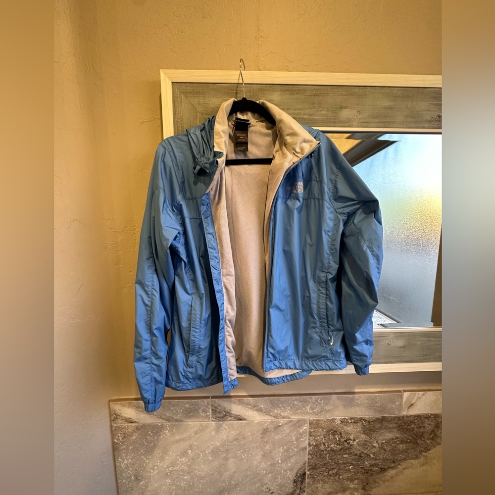The North Face Light Blue Windbreaker Jacket! Size M